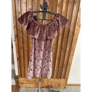 JENNA & JESSIE rose mauve colored velvet off the shoulder dress SIZE SMALL